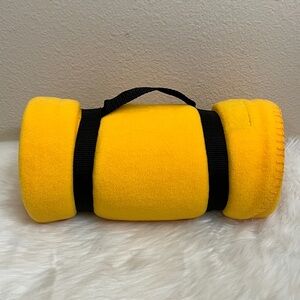 New Yellow Fleece Blanket with Black Carry Strap